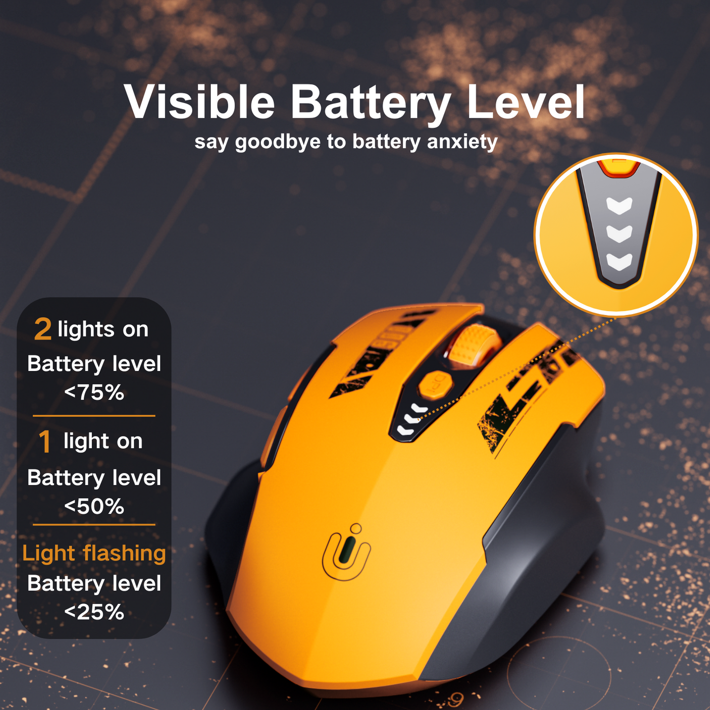 Wireless Mouse,Upgraded 2.4GHz Mouse Wireless Rechargeable (Battery Level Visible) Ergonomic Computer Mouse,4 Levels DPI, Wireless Mouse for Laptop Computer