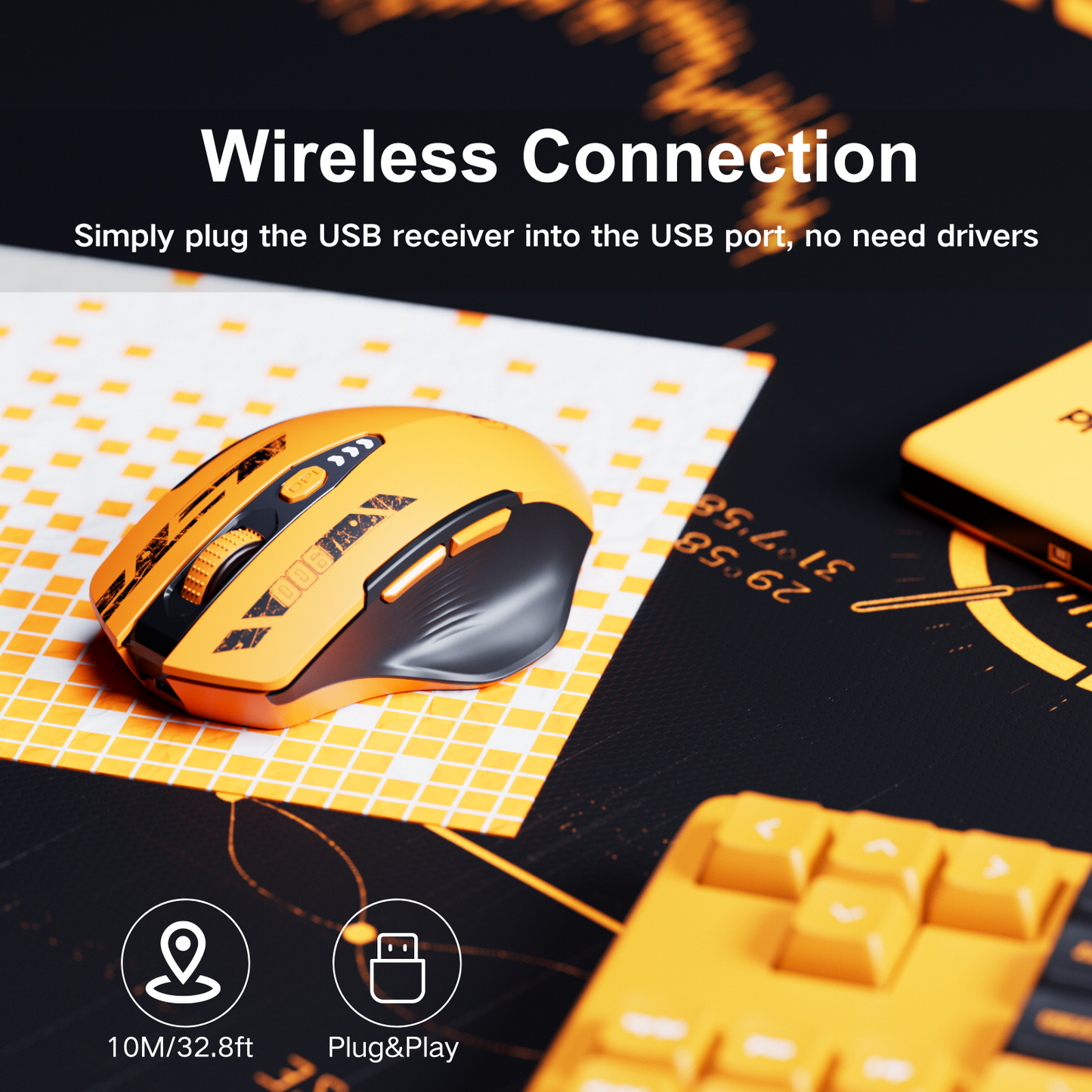 Wireless Mouse,Upgraded 2.4GHz Mouse Wireless Rechargeable (Battery Level Visible) Ergonomic Computer Mouse,4 Levels DPI, Wireless Mouse for Laptop Computer