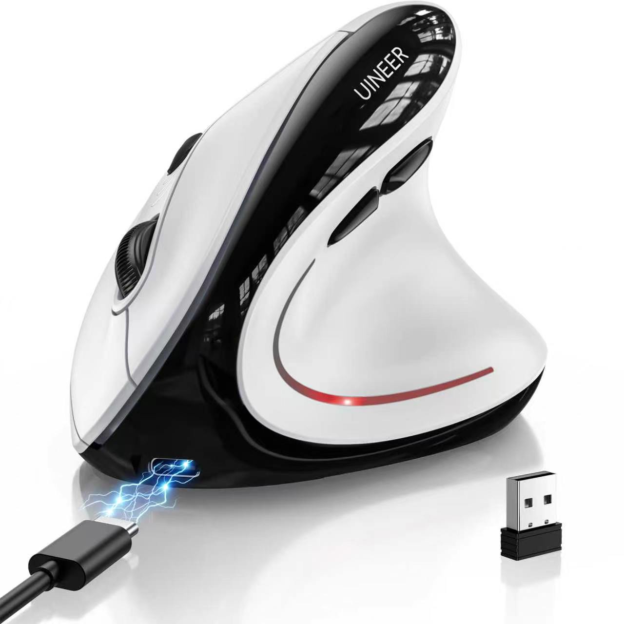 Uineer 59° Vertical Mouse - Silent, Ergonomic for PC/Mac/iPad | Reduce Wrist Pain