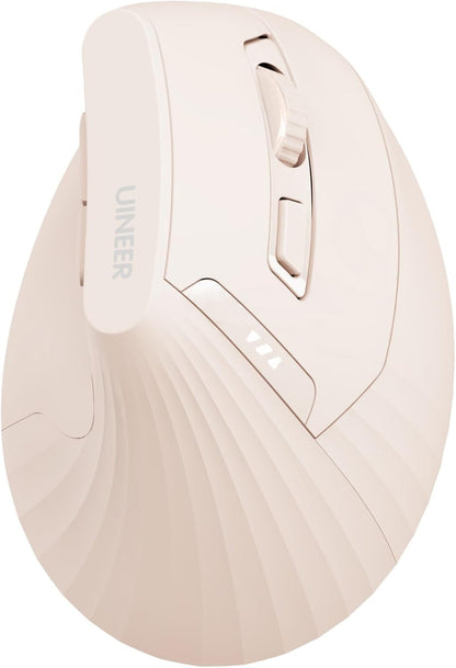 Uineer Ergonomic Wireless Mouse,Bluetooth Vertical Mouse with BT5.0/4.0/2.4G, Rechargeable with Battery Indicator,Ergonomic Design for Comfort and Reduced Wrist Strain for Home,Office Use,Black