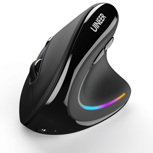 Uineer Ergonomic, Bluetooth Vertical Wireless Mouse, Reduce Wrist Pain, Lightweight, Quiet clicks Rechargeable, Bluetooth Mouse for Office, Compatible with PC, Laptop, MacBook