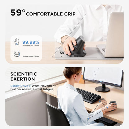 Uineer 2.4G Ergonomic Mouse - Wireless Vertical Computer Mouse with 4 Level Adjustable DPI,Ergonomic Design for S/M Hands, 2.4GHz Wireless Mice for Laptop (Battery Level Visible) ﻿