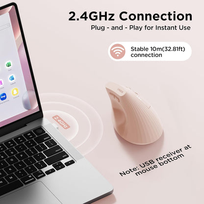 Uineer 2.4G Ergonomic Mouse - Wireless Vertical Computer Mouse with 4 Level Adjustable DPI,Ergonomic Design for S/M Hands, 2.4GHz Wireless Mice for Laptop (Battery Level Visible) ﻿