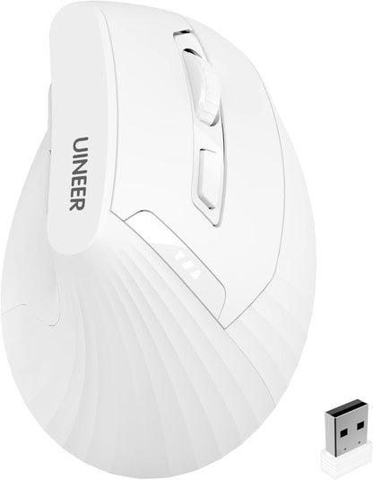 Uineer 2.4G Ergonomic Mouse - Wireless Vertical Computer Mouse with 4 Level Adjustable DPI,Ergonomic Design for S/M Hands, 2.4GHz Wireless Mice for Laptop (Battery Level Visible) ﻿