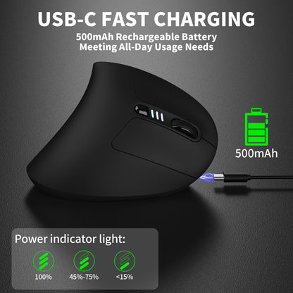 Uineer Ergonomic, Bluetooth Vertical Wireless Mouse, Reduce Wrist Pain, Lightweight, Quiet clicks Rechargeable, Bluetooth Mouse for Office, Compatible with PC, Laptop, MacBook