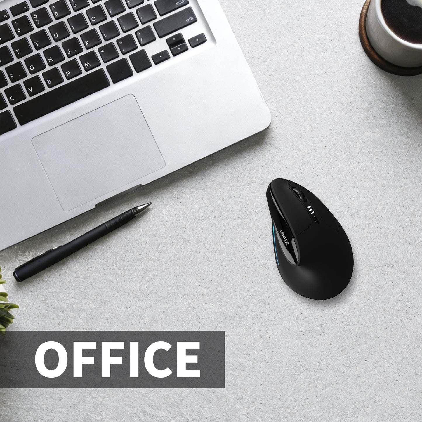 Uineer Ergonomic, Bluetooth Vertical Wireless Mouse, Reduce Wrist Pain, Lightweight, Quiet clicks Rechargeable, Bluetooth Mouse for Office, Compatible with PC, Laptop, MacBook