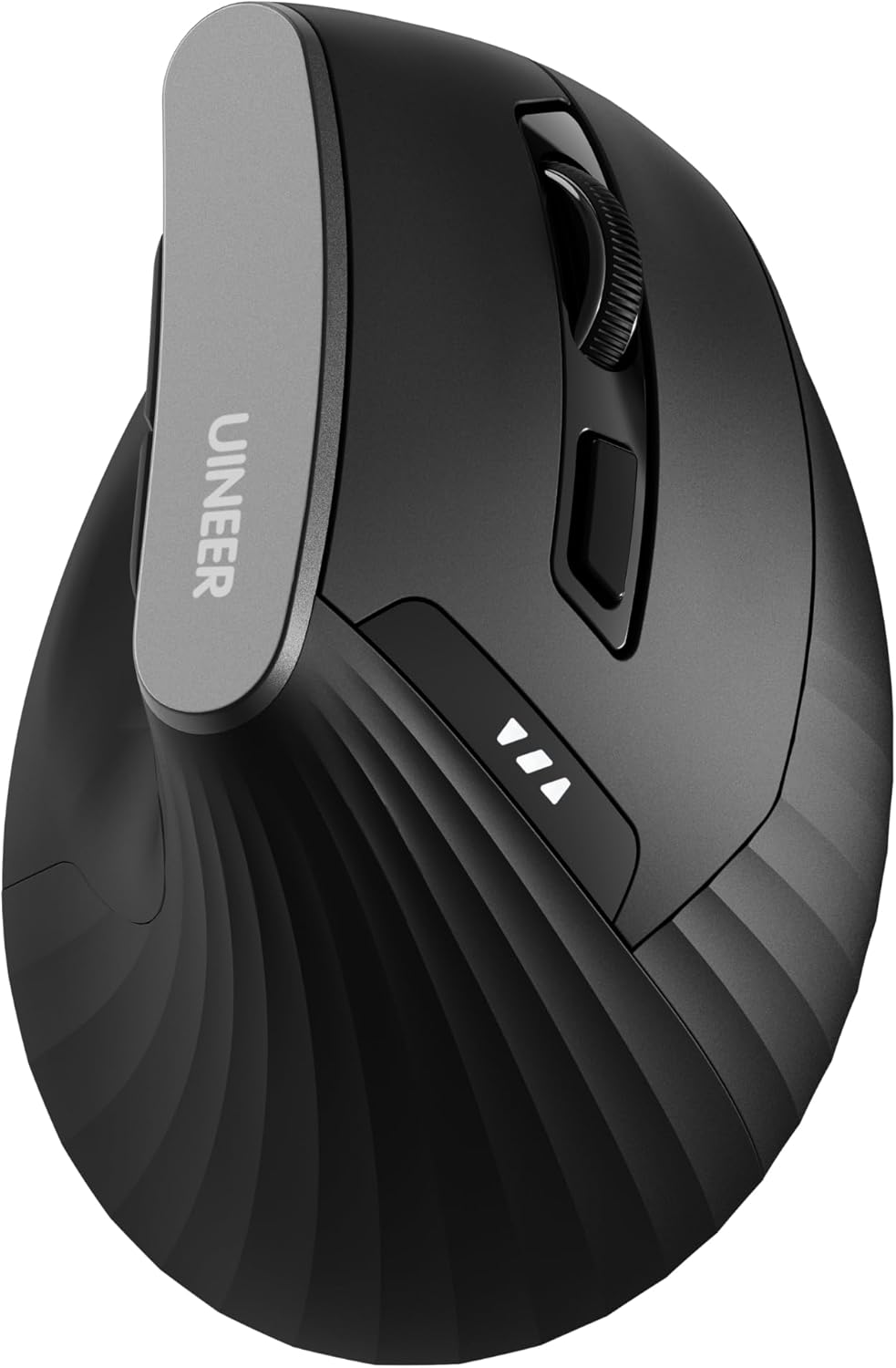 Uineer Ergonomic Wireless Mouse,Bluetooth Vertical Mouse with BT5.0/4.0/2.4G, Rechargeable with Battery Indicator,Ergonomic Design for Comfort and Reduced Wrist Strain for Home,Office Use,Black